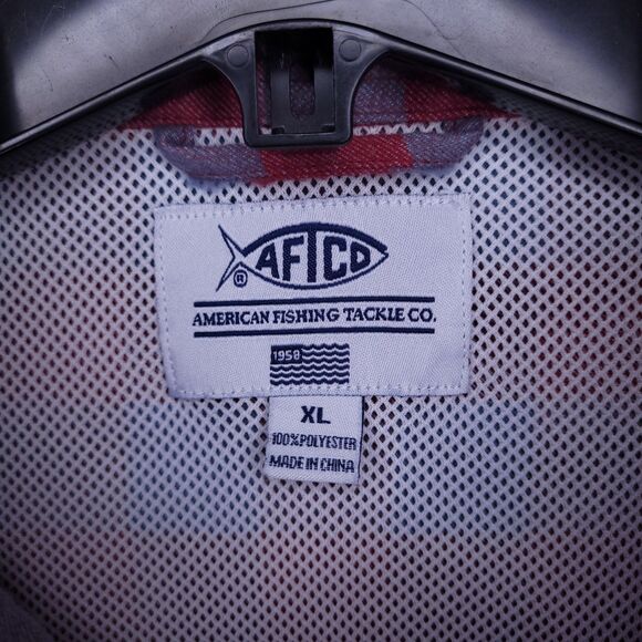 Aftco Flannel Shirt Mens XL Buffalo Check Red, Blue Vented Fishing Outdoor - Picture 9 of 10